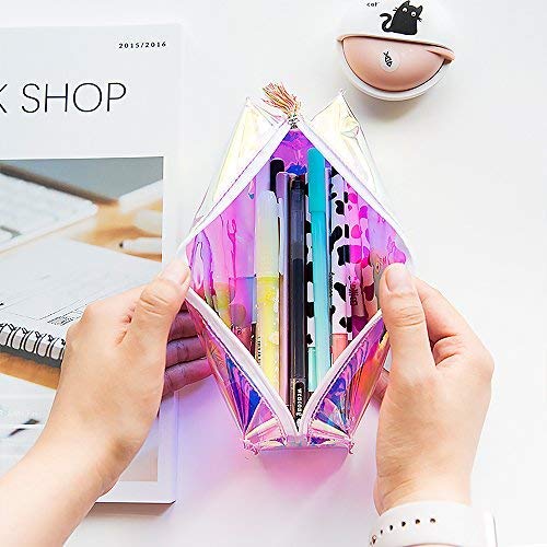 1 estuche transparente para lápices, creativo, con cremallera, de poliuretano, para guardar lápices, para adolescentes y niños