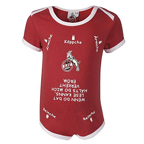1. FC Köln Caja de Regalo para bebé (Body, Patucos, pañuelo) – Plus Gratis Pegatinas Forever Colonia, Rojo/Blanco, 74/80