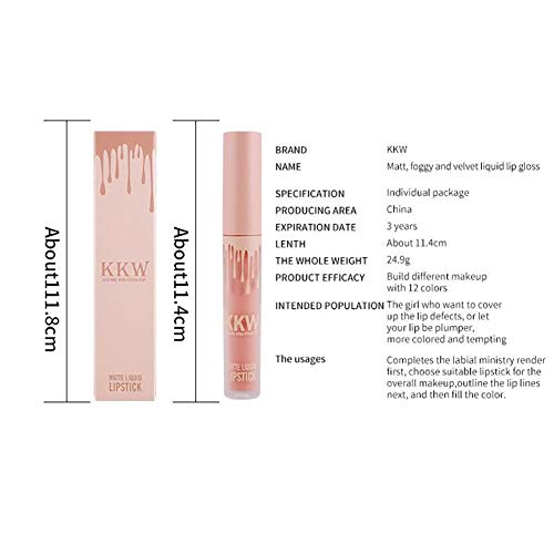 1 PC Mat Brillant À Lèvres Longue Durée Mat Waterproof Hydratant Brillant Maquillage à Lèvres Beauté Brillant Lip Gloss Mat Liquide Lipstick Matte Longue Tenue Gloss Rouge à Lèvres (02)