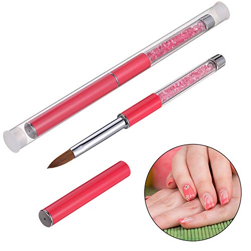 1 Unid Acrílico Nail Art Brush Rhinestone Manija Konlinsky Sable Hair Nail Tool 10 # (10#, rosado)