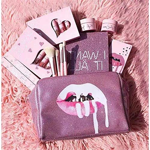 1 UNID Bolsa de maquillaje a prueba de agua organizador de cremallera duradera bolsa de cosméticos portátil bolsa de viaje de almacenamiento bolsa de lápiz para mujeres niñas(rosa)