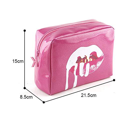 1 UNID Bolsa de maquillaje a prueba de agua organizador de cremallera duradera bolsa de cosméticos portátil bolsa de viaje de almacenamiento bolsa de lápiz para mujeres niñas(rosa)