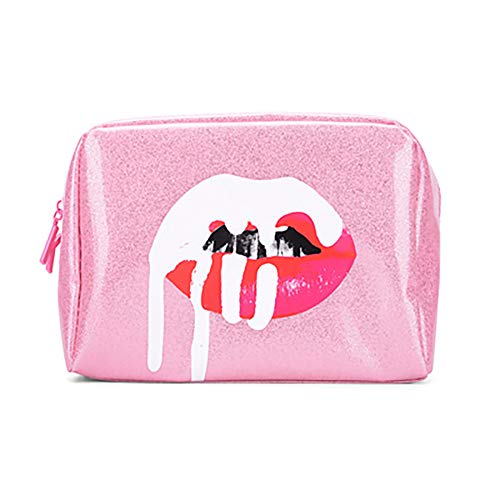 1 UNID Bolsa de maquillaje a prueba de agua organizador de cremallera duradera bolsa de cosméticos portátil bolsa de viaje de almacenamiento bolsa de lápiz para mujeres niñas(rosa)