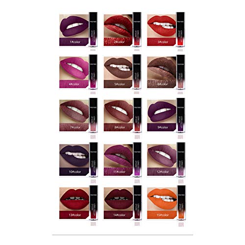 1 UNID Mate Lápiz Labial Líquido Lápiz Labial Líquido Mate de Larga Duración Kit de Pintalabios Impermeable Resistente al Agua Lápiz Labial de Maquillaje Maquillaje de belleza Brillo (13)