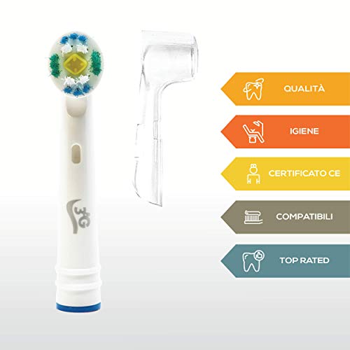 10 3D White Cabezal de Recambio Oral-B compatibles 3AG + 8 protección higiénica para cepillo de dientes eléctrico recargables Braun Oral B Sensitive, Professional Care, Vitality, Genius, etc.
