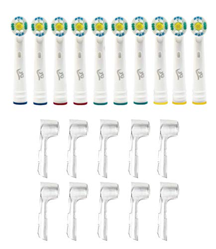 10 3D White Cabezal de Recambio Oral-B compatibles 3AG + 8 protección higiénica para cepillo de dientes eléctrico recargables Braun Oral B Sensitive, Professional Care, Vitality, Genius, etc.