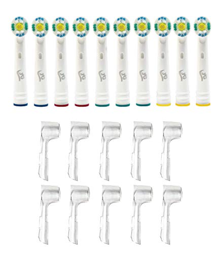 10 3D White Cabezal de Recambio Oral-B compatibles 3AG + 8 protección higiénica para cepillo de dientes eléctrico recargables Braun Oral B Sensitive, Professional Care, Vitality, Genius, etc.
