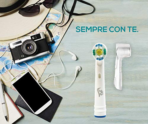 10 3D White Cabezal de Recambio Oral-B compatibles 3AG + 8 protección higiénica para cepillo de dientes eléctrico recargables Braun Oral B Sensitive, Professional Care, Vitality, Genius, etc.