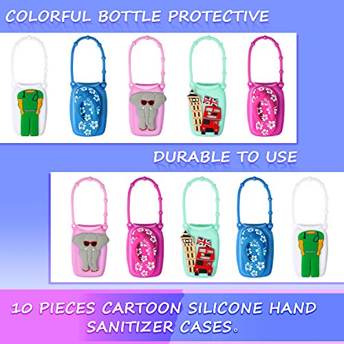 10 Estuches Desinfectantes de Mano Silicona Dibujos Animados Funda Protectora de Botella Colorida 50 ml Caja Contenedor Viaje Portátil para Desinfectante 50 ml Soporte de Botella de Jabón Líquido