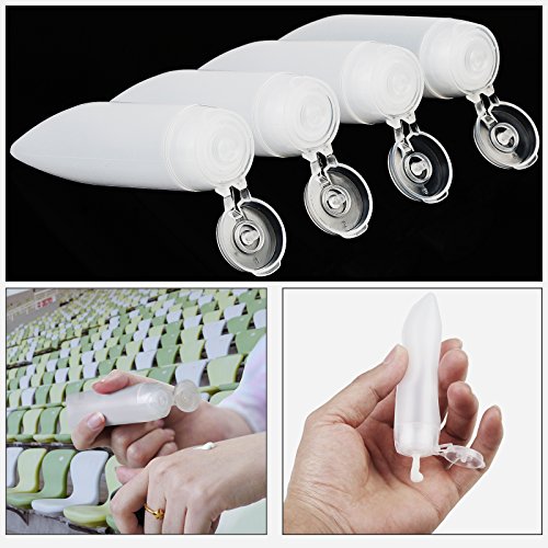 10 pcs de transparente  envase de loción exprimible MEZOOM de botellas PE plastico de contenedor viaje con dos embudos y una etiqueta en equipaje o bolso