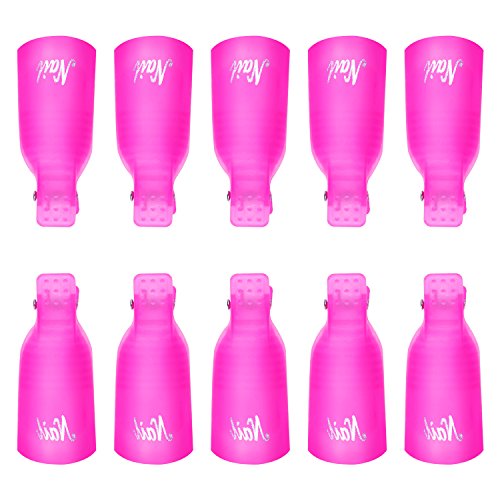 10 Piezas Clip de Removedor de Esmaltes de Uña Pinza de Arte de Uñas de Acrílico Herramienta de Manicura (Rojo Rosado)