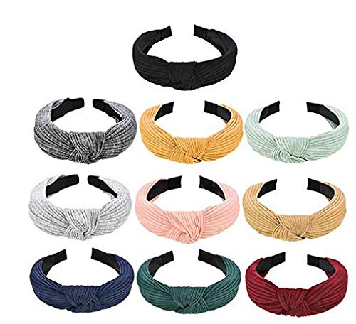 10 Unidades Cintas Para La Cabeza Para Mujer Cintas Para La Cabeza De Punto Cintas Para La Cabeza Anudadas Nudo Cruzado Bandas Elásticas Cintas Para Maquillaje Banda Para El Cabello Juego De Aro