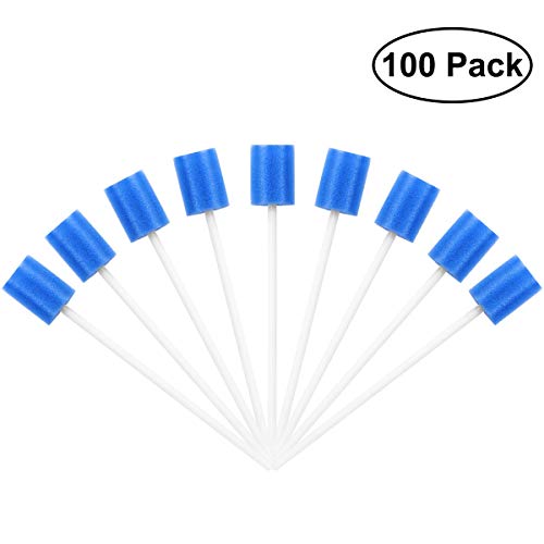 100 bastoncillos de espuma desechables para el cuidado e higiene bucal (color azul)