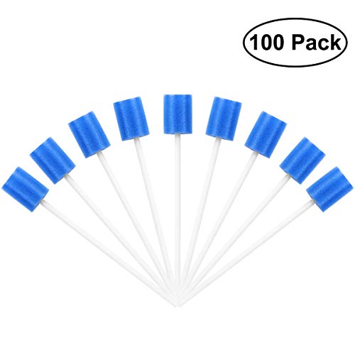 100 bastoncillos de espuma desechables para el cuidado e higiene bucal (color azul)