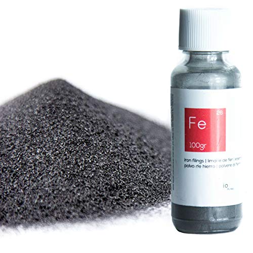 100 g Polvo de hierro de calidad superior [Paquete resellable incluido] - polvo de hierro para las ciencias y la enseñanza - Cree una pared magnética mezclando con pintura