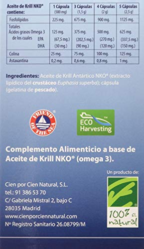 100% Natural Aceite Krill Nko Omega 3-80 Cápsulas en Blister