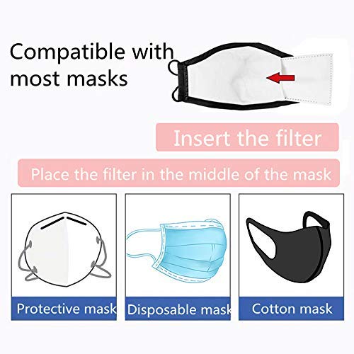 100 piezas PM2.5 Filtro de carbón activado Filtro protector de inserción de respiración para hombres y mujeres, Algodón anticontaminación para adultos Actividades al aire libre
