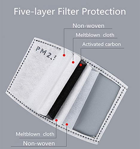 100 piezas PM2.5 Filtro de carbón activado Filtro protector de inserción de respiración para hombres y mujeres, Algodón anticontaminación para adultos Actividades al aire libre