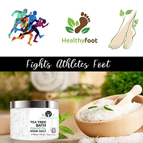 1000 g Sales de Baño y Pies con Arbol de Té, Aceites Esenciales, Sales Epsom y Sales del Mar Muerto