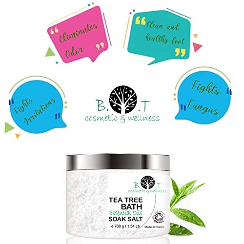 1000 g Sales de Baño y Pies con Arbol de Té, Aceites Esenciales, Sales Epsom y Sales del Mar Muerto