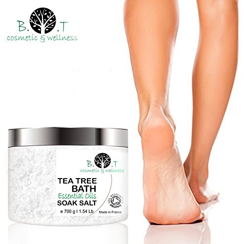 1000 g Sales de Baño y Pies con Arbol de Té, Aceites Esenciales, Sales Epsom y Sales del Mar Muerto