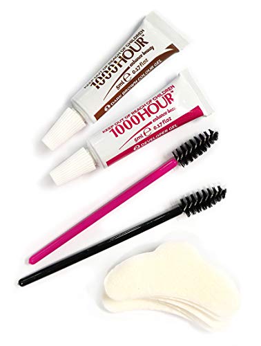 1000 horas de tinte para pestañas y cejas - cepillo para extracto de plantas suave en kit - marrón medio