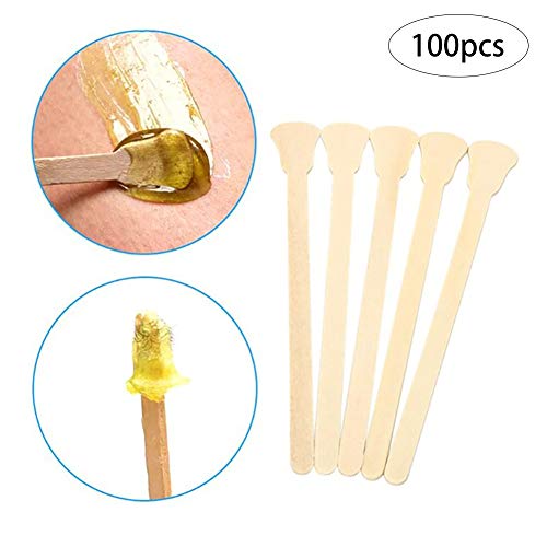 100Count aplicadores de cera de madera palos de cera espátula Vara de eliminación de vello Salon Beauty Tool Mini Stick para depilación en nariz, ceja, oreja, cara