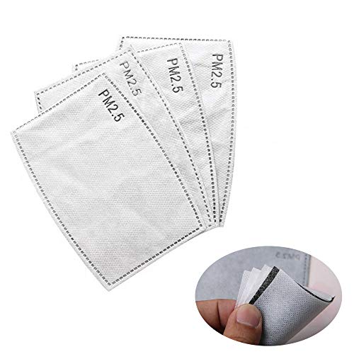 100PCS PM2.5, filtro de carbón activado protector de 5 capas reemplazable, papel de filtro externo antivaho, antibacteriano, antivaho, a prueba de polvo, filtro de máscara.