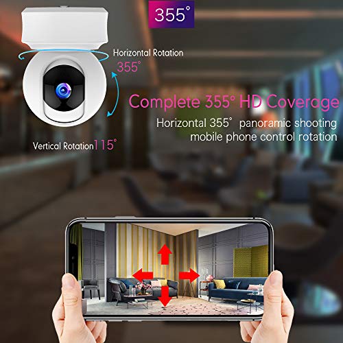 1080P Cámara De Vigilancia WiFi Interior， Mibao Cámara Vigilancia, HD Visión Nocturna, Detección de Movimiento Remoto, Alarma de Correo Electrónico, Audio Bidireccional, Monitor para Bebe/Perros