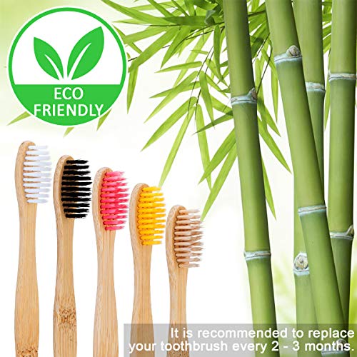 10PCS Cepillo de Dientes de Bambu, Ecológicos Bamboo Toothbrush Biodegradable Wood Eco Toothbrush con Cerdas Suaves para Adultos Niños