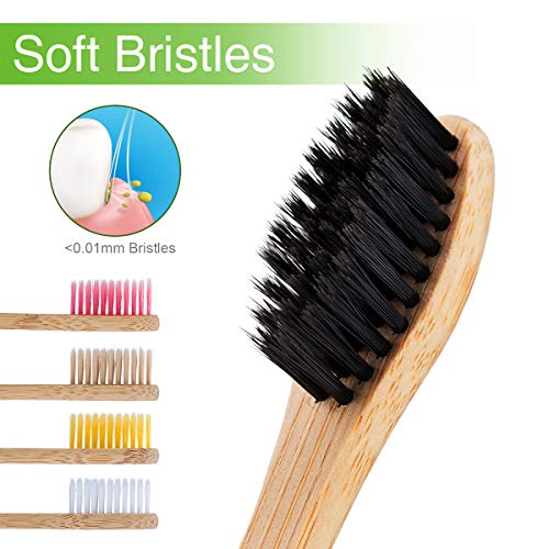 10PCS Cepillo de Dientes de Bambu, Ecológicos Bamboo Toothbrush Biodegradable Wood Eco Toothbrush con Cerdas Suaves para Adultos Niños