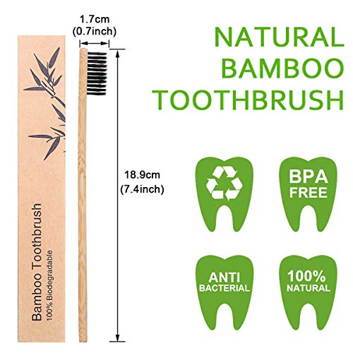 10PCS Cepillo de Dientes de Bambu, Ecológicos Bamboo Toothbrush Biodegradable Wood Eco Toothbrush con Cerdas Suaves para Adultos Niños