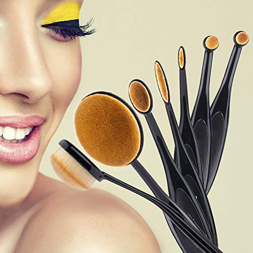 10PCS cepillo del maquillaje del cepillo de dientes suave oval en forma de Fundación Pincel Contorno Powder Blush Conceler Delineador de ojos Brocha cosmético del sistema de herramienta cepillos