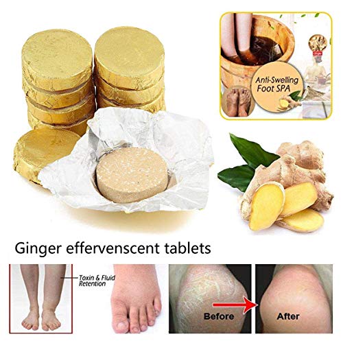 10pcs jengibre pie remojar tabletas efervescentes cuidado de los pies, anti-hinchazón pie SPA promover el metabolismo, eliminar la fatiga mejorar el sueño (Mature Ginger)