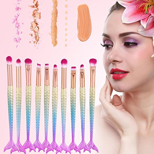 10PCS Profesional Set de Brochas de Maquillaje Cepillos de Maquillaje para las Facial y Cejas y Labios por ESAILQ E