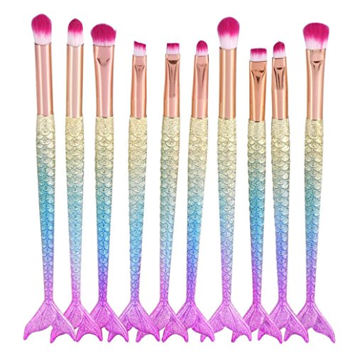 10PCS Profesional Set de Brochas de Maquillaje Cepillos de Maquillaje para las Facial y Cejas y Labios por ESAILQ E