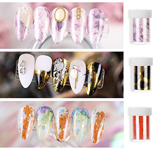 12 Cajas Nail Art Foil Gold Silver Foil &6 colores Holográfico Nail Stickers Tips Wraps Foil Transfer Sticker Glitters Kit para Uñas Art Herramiento DIY Decoración