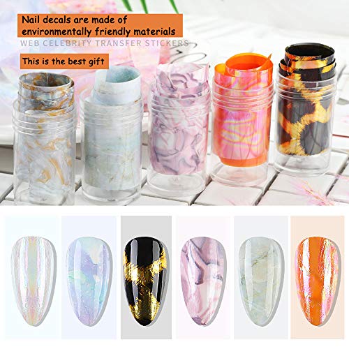 12 Cajas Nail Art Foil Gold Silver Foil &6 colores Holográfico Nail Stickers Tips Wraps Foil Transfer Sticker Glitters Kit para Uñas Art Herramiento DIY Decoración