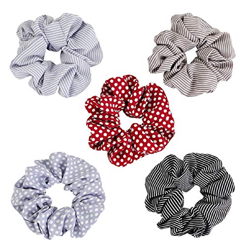 12 coleteros elásticos para el pelo, diseño de lunares y rayas, para mujeres y niñas