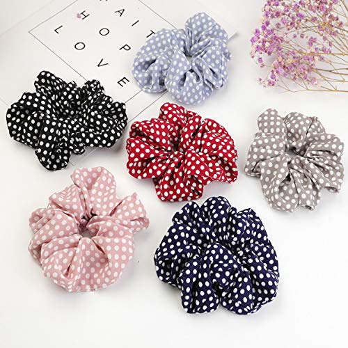 12 coleteros elásticos para el pelo, diseño de lunares y rayas, para mujeres y niñas