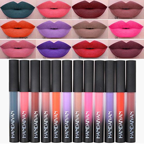 12 Colores Profesional Pintalabios Mate Labial de Maquillaje Larga Duracion para Niñas por ESAILQ I
