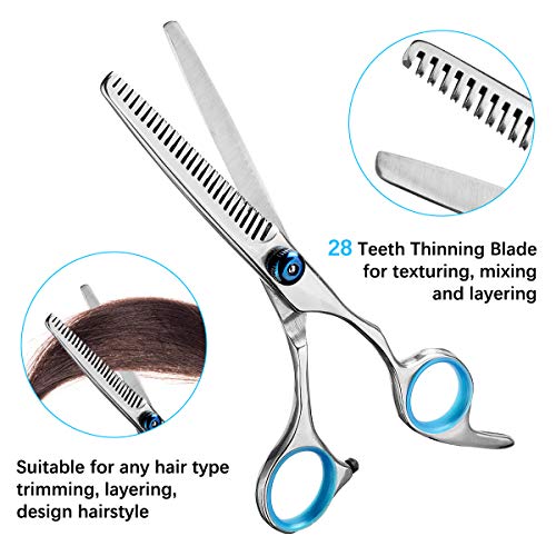 12 Pcs Tijeras peluqueria profesional,tijeras de peluquería,tijeras de Peluqueria Conjunto,Tijeras de Peluqueria con capa de barbero y peine de maquinilla de afeitar,set corte de pelo profesional