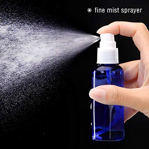 12 Piezas Botellas de Spray de 2 oz Botella de Niebla Fina Vacía Azul Botella Pulverizador Recargable Plástico con Bomba para Aceites Esenciales, Perfumes, Bricolaje de Viaje y Casa, 60 Mml