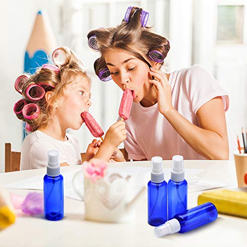 12 Piezas Botellas de Spray de 2 oz Botella de Niebla Fina Vacía Azul Botella Pulverizador Recargable Plástico con Bomba para Aceites Esenciales, Perfumes, Bricolaje de Viaje y Casa, 60 Mml