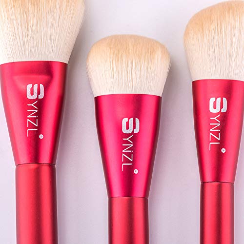 12 Piezas Rojo Pincel De Maquillaje Alta Calidad Lana Artificial Fácil De Cargar Conjunto De Herramientas De Belleza