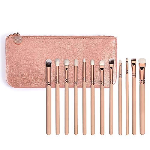 12 / set Rosa de Oro completo Set Maquillaje de ojos de precisión ojos del cepillo del sistema con sombra de ojos lápiz mezcla de pinceles de maquillaje (Handle Color : ZOEVA LOGO)