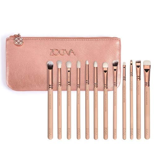 12 / set Rosa de Oro completo Set Maquillaje de ojos de precisión ojos del cepillo del sistema con sombra de ojos lápiz mezcla de pinceles de maquillaje (Handle Color : ZOEVA LOGO)
