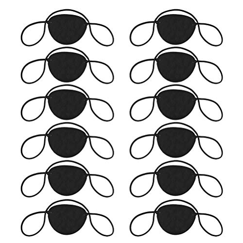 12 Uds parche de ojo pirata parche de ojo estrabismo parche de ojo ajustable máscara de ojo parche de ojo de Halloween parche de ojo ajustable de estrabismo