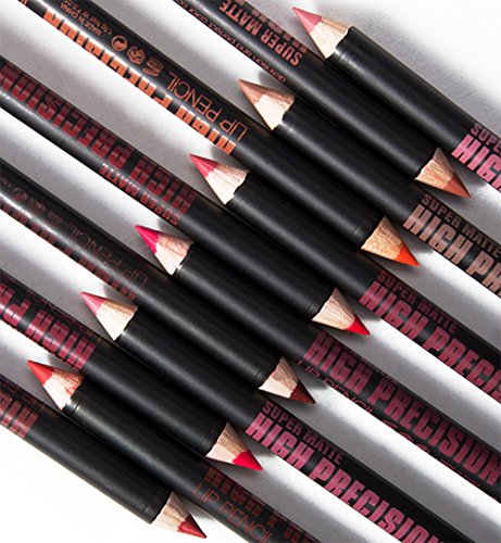 12 x Delineador Lapiz de Ojos y Labios Matte de larga duración. Resistente. Raya del ojo. Lip Liner