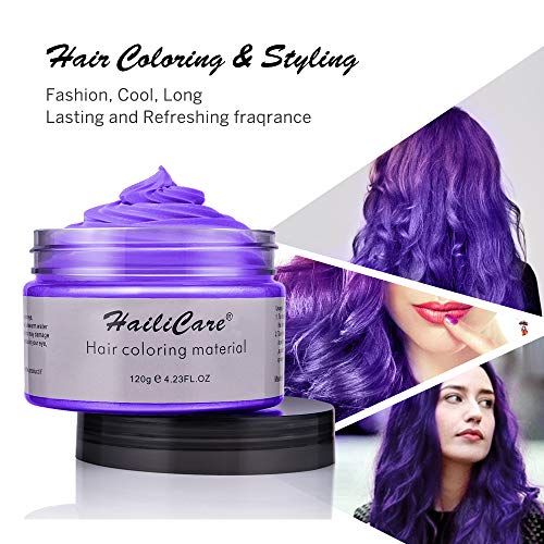 120g Cera para el cabello, Crema Para Colorante Pelo Temporal Duradera, Lavable Tinte Temporal Capilares, Color del Cabello Crema Para Colorante Pelo para Fiesta, Cosplay, Carnaval, Navidad - P¨²rpura